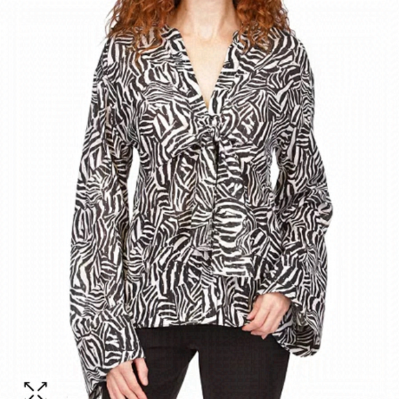 MICHAEL Michael Kors Tops - MICHAEL Kors Women's Metallic Zebra-Print Tie Top size M